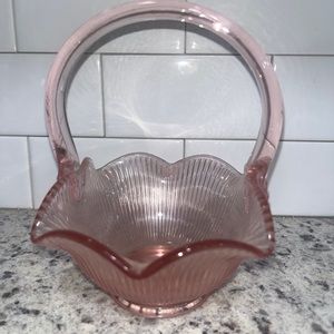 L.E. Smith Pink Depression Glass Basket
